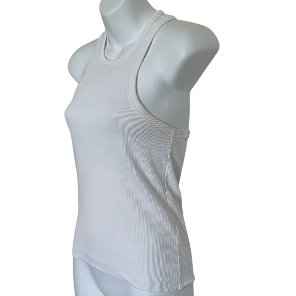 & Other Stories White Ribbed Tank Top Size 6